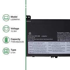 Batería de Repuesto L22M4PA1 para Lenovo Yoga 7 14ARP8 14IRL8 14IML9 16ARP8 16IRL8 Series SB11K38964 - JIAZIJIA