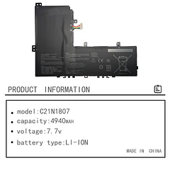 Batería de Repuesto C21N1807 para Asus C223NA-1A C223NA-1B ChromeBook C223NA-DH02 GJ0025 VivoBook E12 E203NA-FD020TS FD048T - Hubei