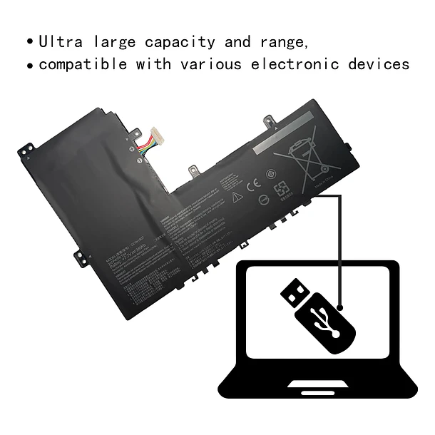 Batería de Repuesto C21N1807 para Asus C223NA-1A C223NA-1B ChromeBook C223NA-DH02 GJ0025 VivoBook E12 E203NA-FD020TS FD048T - Hubei 3