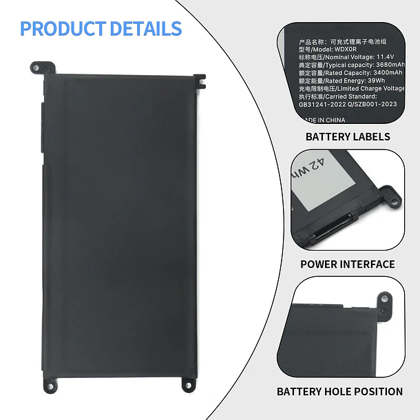 Batería de Repuesto WDX0R para Dell Inspiron 13 14 15 5000 7000 Series 5570 7579 - SHUO.Z.B 4