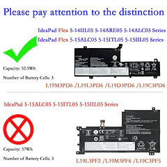 Batería de Repuesto L19L3PD6 para Lenovo ideapad Flex 5-14IIL05 5-15ALC05 5-15ITL05 5-15IIL05 5-14ALC05 5-14ARE05 5-14ITL05 - EPYOBW