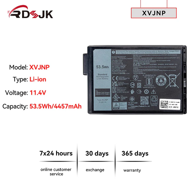 Batería de Repuesto WDX0R para Dell Latitude 5430 7330 Rugged Extreme P148G P148G001 P149G P149G001 - RDSJ XVJNP 2