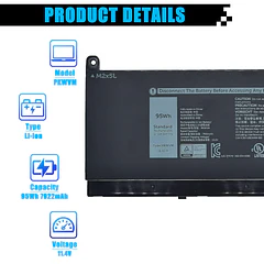 Batería de Repuesto PKWVM para Dell Precision 7550 7750 7560 7760 P44E P93F P44E001 P44E002 - AOMKA PKWVM