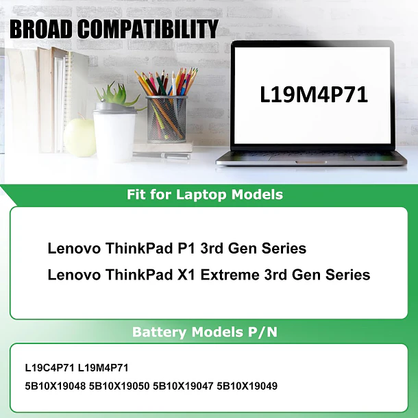 Batería de Repuesto L19M4P71 para Lenovo ThinkPad X1 Extreme P1 3rd Gen ThinkPad X1 Extreme - RHKRKQN 3