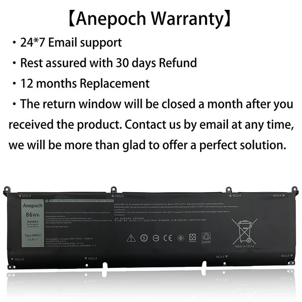 Batería de Repuesto 69KF2 para Dell XPS 15 9500 Alienware M15 R3 R4 M17 Precision - Anepoch 3