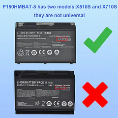 Batería de Repuesto P150HMBAT-8 para CLEVO 6-87-X710S-4271 6-87-X710S-4272 6-87-X710S-4J72 für CLEVO P170EM P170HM 14.8V 5200mAh - YXXM