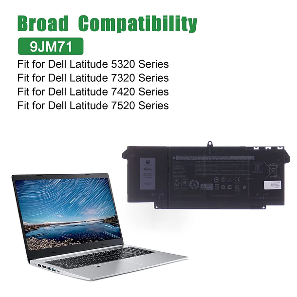 Batería de Repuesto 9JM71 para Dell Latitude 5320 7320 7420 7520 Series Notebook 7FMXV 0HDGJ8 - JIAZIJIA 4