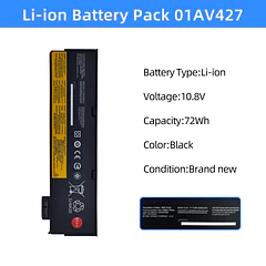 Batería de Repuesto 01AV427 para Lenovo Thinkpad T480 4X50M08812 01AV424 T470 A485 01AV422 Series Notebook - NBULBL