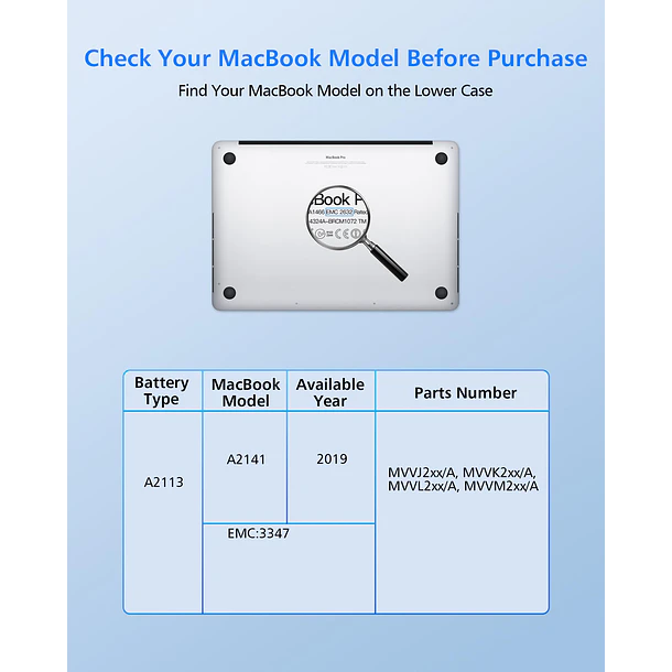 Batería de Repuesto A2113 para MacBook Pro A2141, 16-Inch, 2019 - KayUren 4