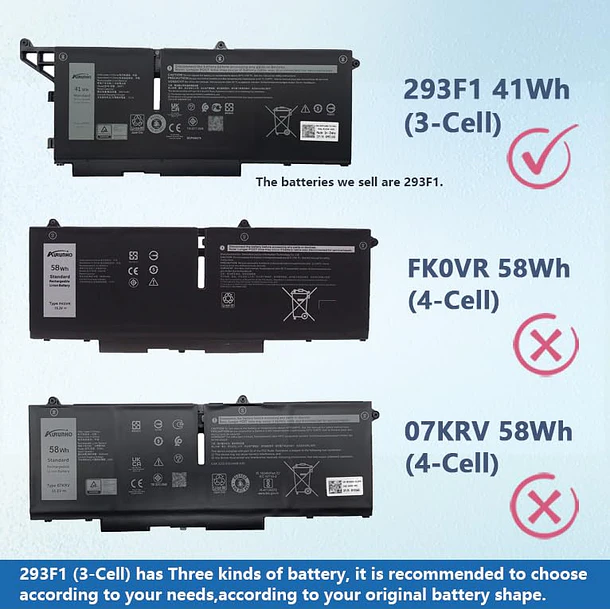 Batería de Repuesto 293F1 para Dell Latitude 7330 2-in-1 5330 2-in-1 7430 2-in-1 Latitude 7330 - AURUNHO 5
