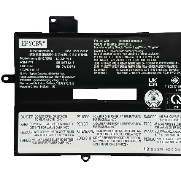 Batería de Repuesto L20M4P71 para Lenovo ThinkPad X1 Carbon 9th 10th 11th Gen / X1 - EPYOBW 2