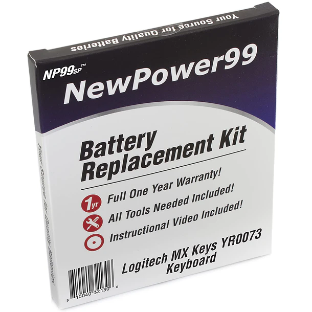 Batería de Repuesto Logitech MX Keys YR0073 para Logitech MX Keys YR0073 Keyboard with Tools, Video Instructions, Long - NewPower99 1