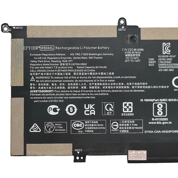 Batería de Repuesto WS04XL para HP Spectre x360 14-ea 14-ea0002ni / Spectre x360 14t-ea000 / - EPYOBW 2