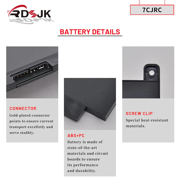 Batería de Repuesto 7CJRC para Dell Latitude 7470 7270 E7270 E7470 Series 21X15 021X15 KNM09 - RDSJ 5