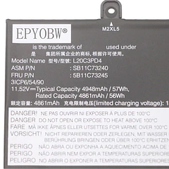 Batería de Repuesto L20C3PD4 para Lenovo ThinkPad E14 Gen 2 / E14 Gen 3 / - EPYOBW