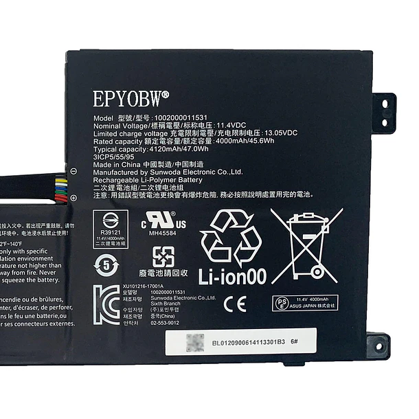 Batería de Repuesto 1002000011531 para diversos equipos compatibles según modelo 1002000011531 - EPYOBW 2