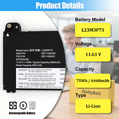Batería de Repuesto L23M3P73 para Lenovo ThinkPad P14s Gen 5 21G2 21G3 P16s Gen 3 - GlottyBatt