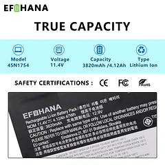 Batería de Repuesto 45N1754 para Lenovo ThinkPad E450 E450C E455 E460 E465 E475 E470 E460C - EFOHANA