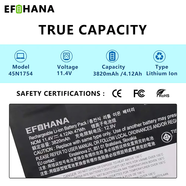 Batería de Repuesto 45N1754 para Lenovo ThinkPad E450 E450C E455 E460 E465 E475 E470 E460C - EFOHANA 2