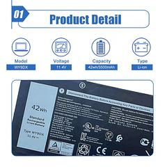 Batería de Repuesto WY9DX para Dell Precision 15 3560 Latitude 5420 5520 Series RJ40G 0WK3F1 - Dentsing