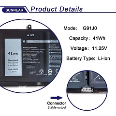 Batería de Repuesto G91J0 para diversos equipos compatibles según modelo G91J0 - SUNNEAR