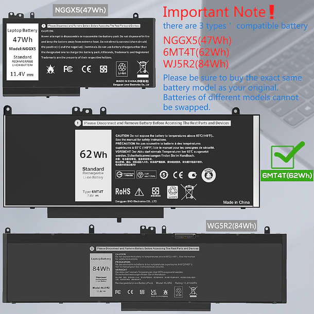 Batería de Repuesto 6MT4T para Dell Latitude 14 5470 E5470 15 5570 E5570 Series Dell - TAUPO 4