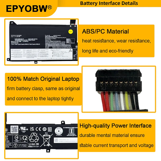 Batería de Repuesto L17M3P54 para Lenovo IdeaPad Flex 5-14IAU7 5-14ABR8 5-14IRU8 5-16ALC7 5-16ABR8 5-16IRU8 5-16IAU7 - EPYOBW 4