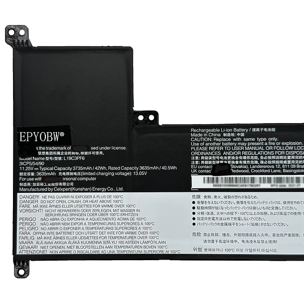 Batería de Repuesto L19C3PF6 para Lenovo IdeaPad 3-17ADA05 3-17ARE05 3-17IML05 3-17IIL05 V17-IIL Series L19L3PF4 L19L4PF2 - EPYOBW 2