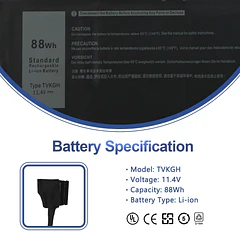 Batería de Repuesto TVKGH para Dell Latitude 9510 / Latitude 9520 2-in-1 - TVKGH