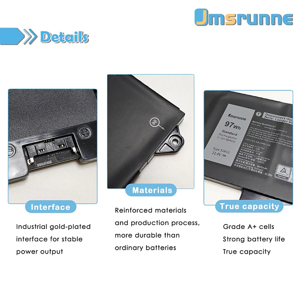 Batería de Repuesto 9JRV0 para Dell Precision 3571 3561 / Alienware m17 R5 AMD/Latitude 5521 - Jmsrunne 3