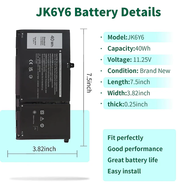 Batería de Repuesto H5CKD para Dell Inspiron 5300 5301 5401 5402 5408 5409 5501 2