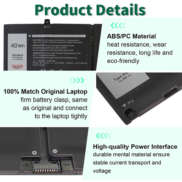Batería de Repuesto H5CKD para Dell Inspiron 5300 5301 5401 5402 5408 5409 5501 3