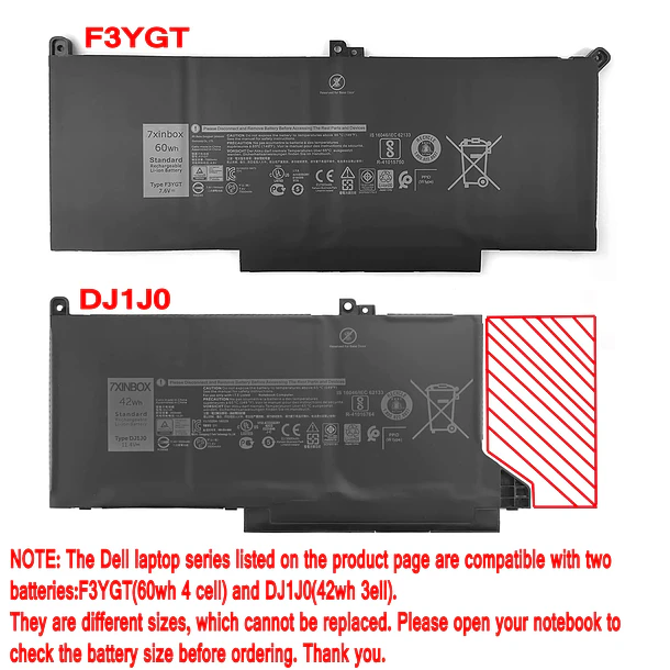Batería de Repuesto DJ1J0 para DELL Latitude 12 7000 7280 7380 7480 Tablet 2