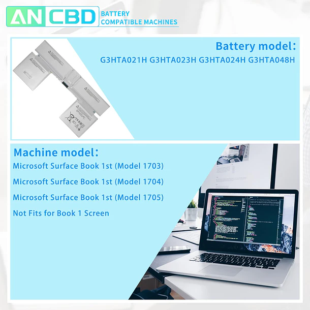 Batería de Repuesto G3HTA024H para Microsoft Surface Book 1 Model 1703 1704 5