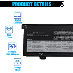 Batería de Repuesto para Lenovo IdeaPad Pro 5 16IRH8 16APH8 16ARP8 Yoga Pro 9