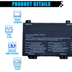 Batería de Repuesto para Lenovo Legion Slim 5-16APH8 5-16IRH8 5-16AHP9 5-16ARP9 / LOQ 16APH8
