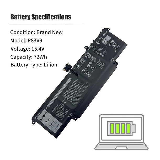 Batería de Repuesto P83V9 para Dell Precision 5470 5480 5490 Series Notebook 0CDTT2 CDTT2 0YXP8T - INTIFO 3