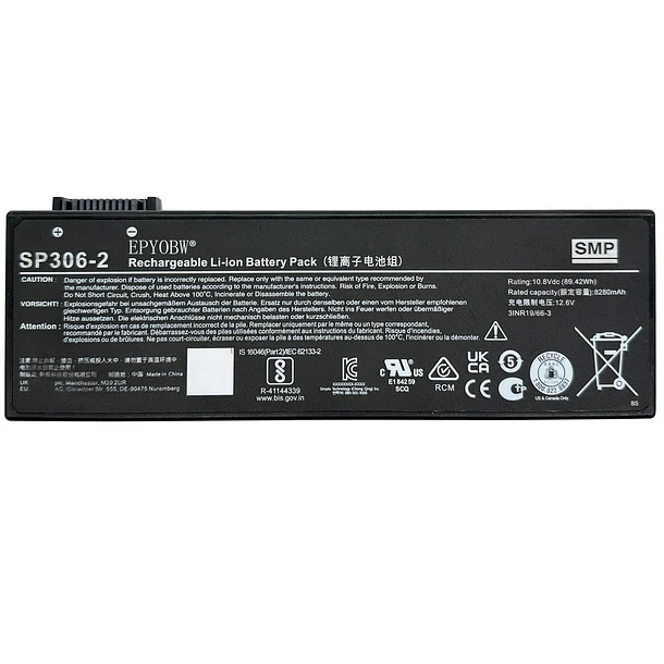 Batería de Repuesto SP306-2 para diversos equipos compatibles según modelo SP306-2 - EPYOBW 1