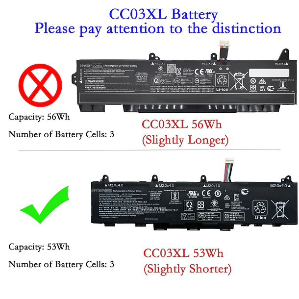 Batería de Repuesto CC03XL para HP ZBook Firefly 14 G7 G8 / Probook 635 Aero - EPYOBW 2