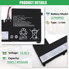 Batería de Repuesto L17M4PG2 para Lenovo Legion Y730-17ICH Y740-17ICH Y9000K Series 5B10Q88558 5B10Q88556 5B10T11520 928QA224H - RHKRKQN