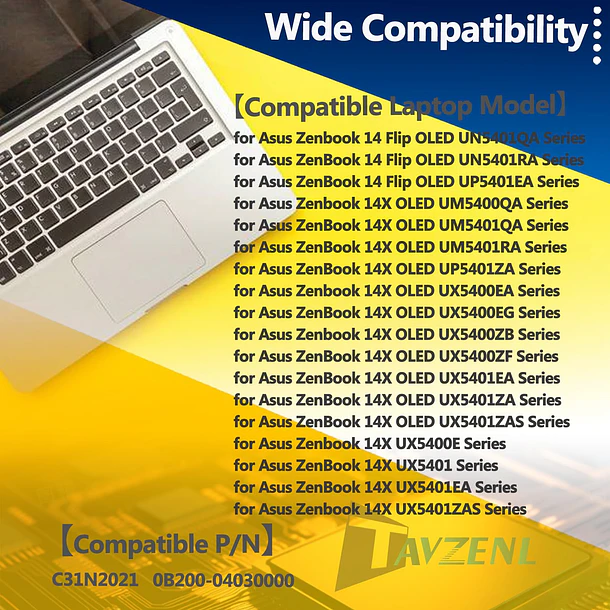Batería de Repuesto C31N2021 para Asus Zenbook 14 Flip OLED UN5401QA 14X OLED UM5400QA UX5400E - TAVZENL 6