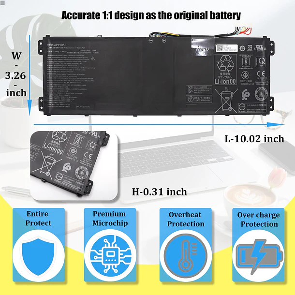 Batería de Repuesto AP19D5P para Acer ConceptD 3 Ezel CC315-72G CN315-72G Predator Helios 500 PH517-52 - GlottyBatt 5