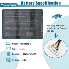 Batería de Repuesto C21N1818-1 para ASUS VivoBook 15 F512DA F512FB F512FA F512FJ F512JA F512FL F512UA - Vmaxxfanee