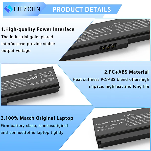 Batería de Repuesto PA3817U-1BRS para Satellite C655 C675 C675D L645 L645D L655 L655D L675 L675D - FJEZCHN 3