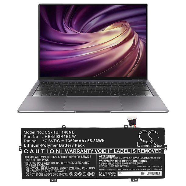 Batería de Repuesto para Book X Pro i5-8250U 256GB,Matebook X Pro i7-8550U 16GB, Matebook - Cameron Sino CS 5