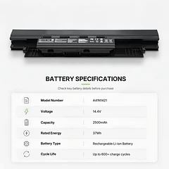 Batería de Repuesto A41N1421 para Asus PRO452S PRO552S PU551LA P2430U P2430UJ P2520L P2520LJ P2530U P2530UJ - Tanch