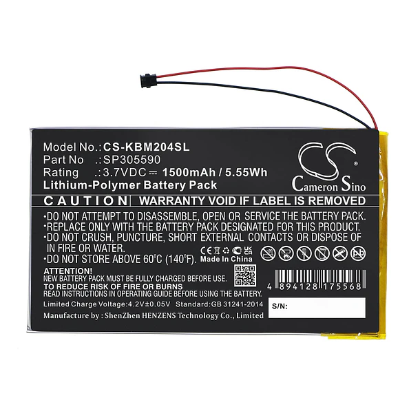 Batería de Repuesto CS-KBM204SL para Kobo Aura HD N204-KBO-B - XSPLENDOR 1