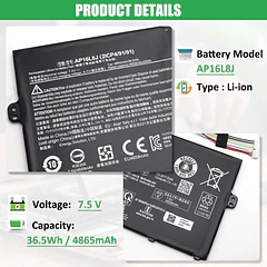Batería de Repuesto AP16L8J para Acer Chromebook Spin 311 CP311-3H CP311-3H-A14P Spin 513 R841T-S98A CP513-2H-K62Y - RHKRKQN