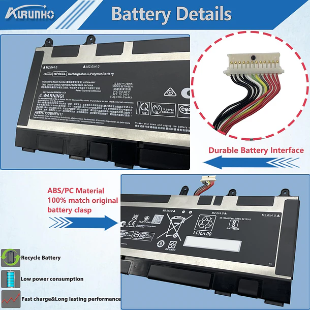 Batería de Repuesto JPFMR para HP EliteBook 860 G9 ZBook Firefly 16 G10 Series M73470-005 - AURUNHO 3