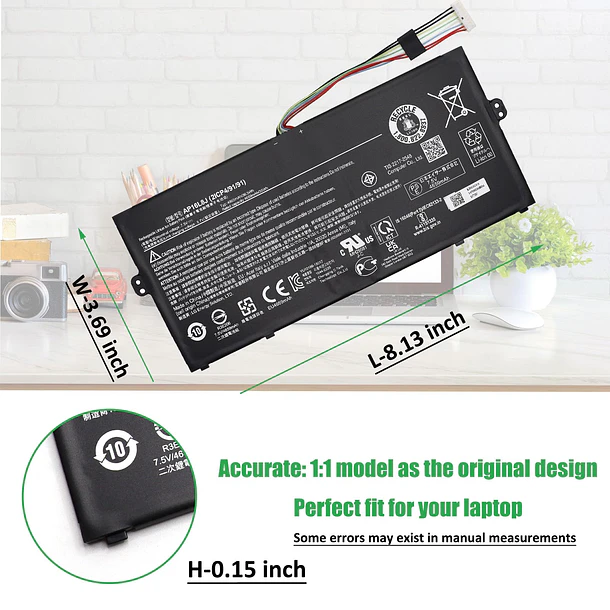 Batería de Repuesto AP16L8J para Acer Chromebook Spin 311 CP311-3H CP311-3H-A14P Spin 513 R841T-S98A CP513-2H-K62Y - RHKRKQN 5